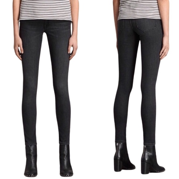 ALL SAINTS “Mast” Skinny Fit Low Rise Super Stretch in Black NWT - Picture 1 of 6